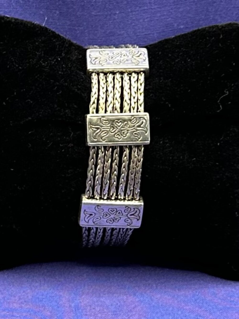 VTG Brighton French Quarter Embossed Silver-Plated Chain Bracelet